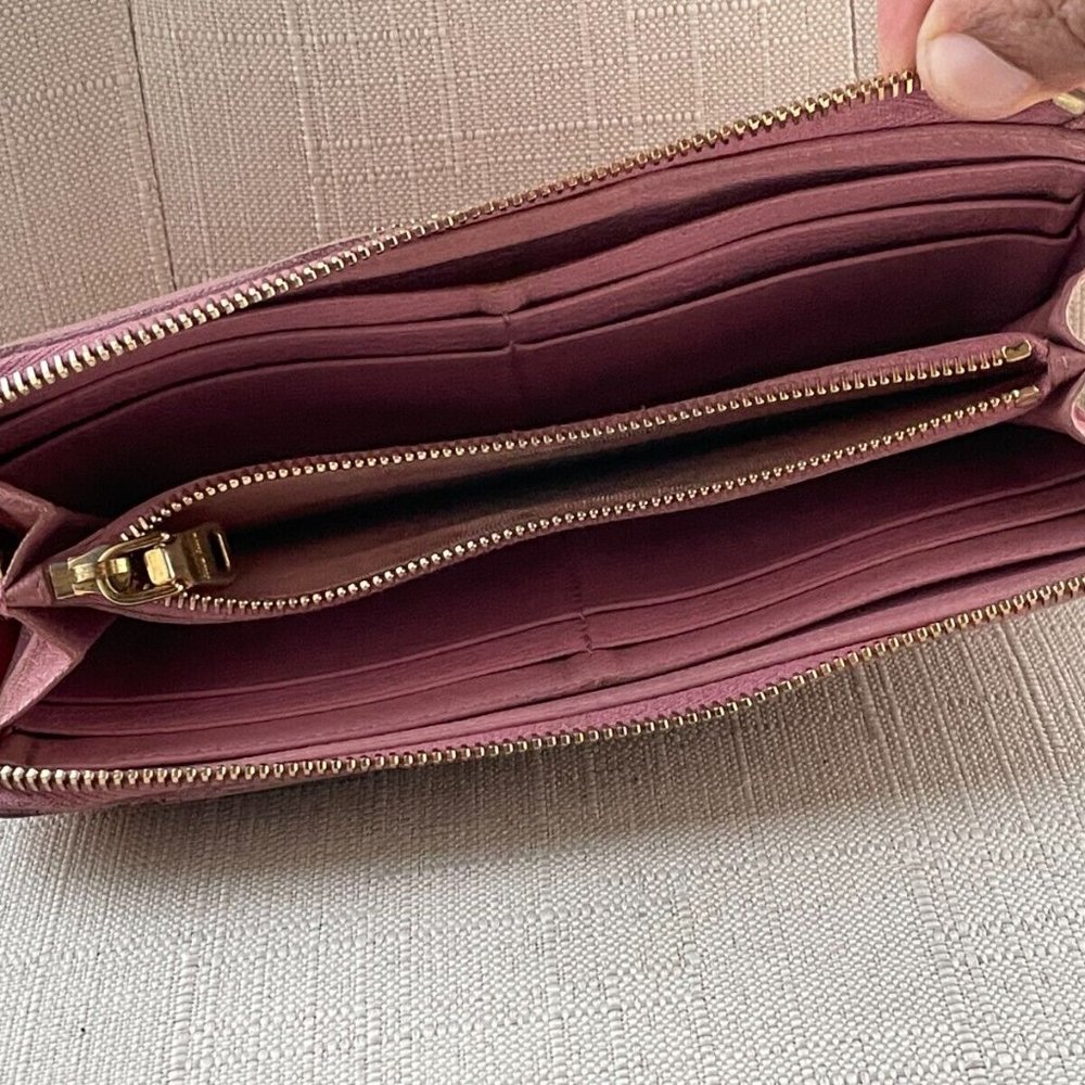 Miu Miu Women Wallet Pink Leather Clutch Wristlet Card Holder Purse Zip Around - Picture 11 of 11